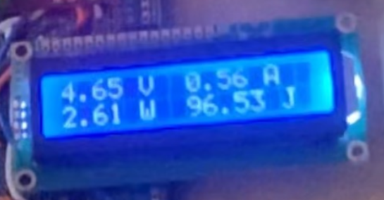 Power meter reading of 2.61 watts