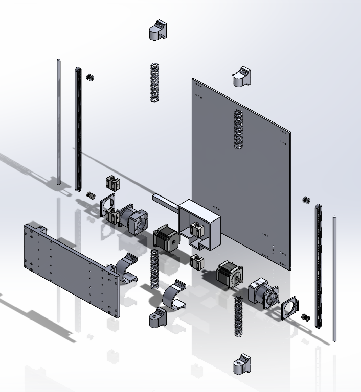 An exploded view of the backpack.