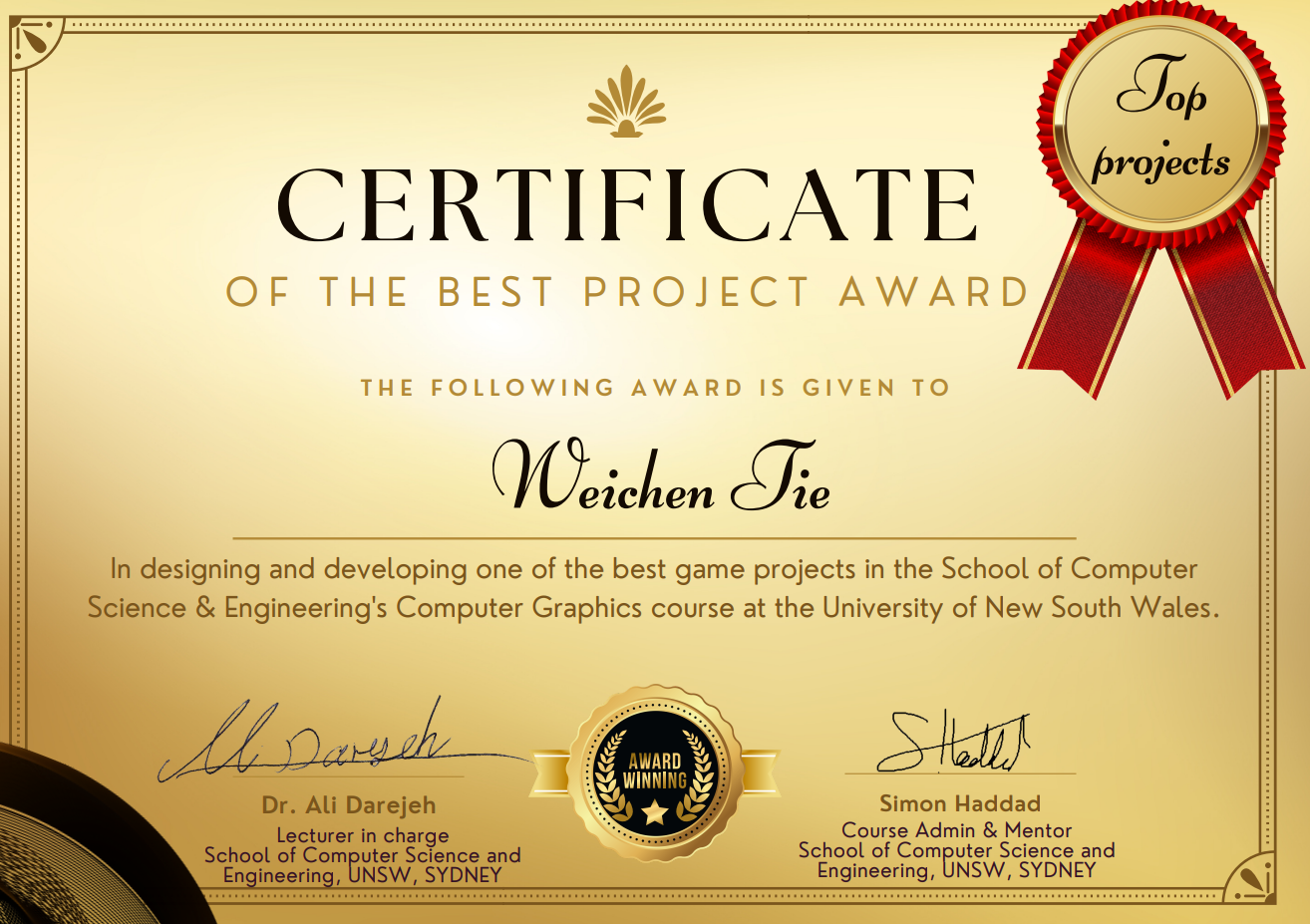 award for winning top 10 games award